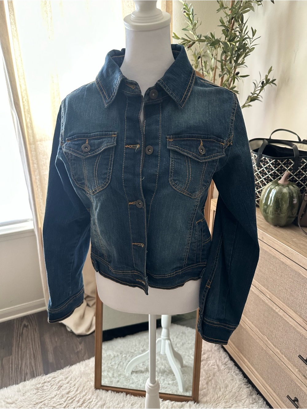 Dollhouse Dark Blue Denim Jacket with Button Front (Big Girls sz 16)